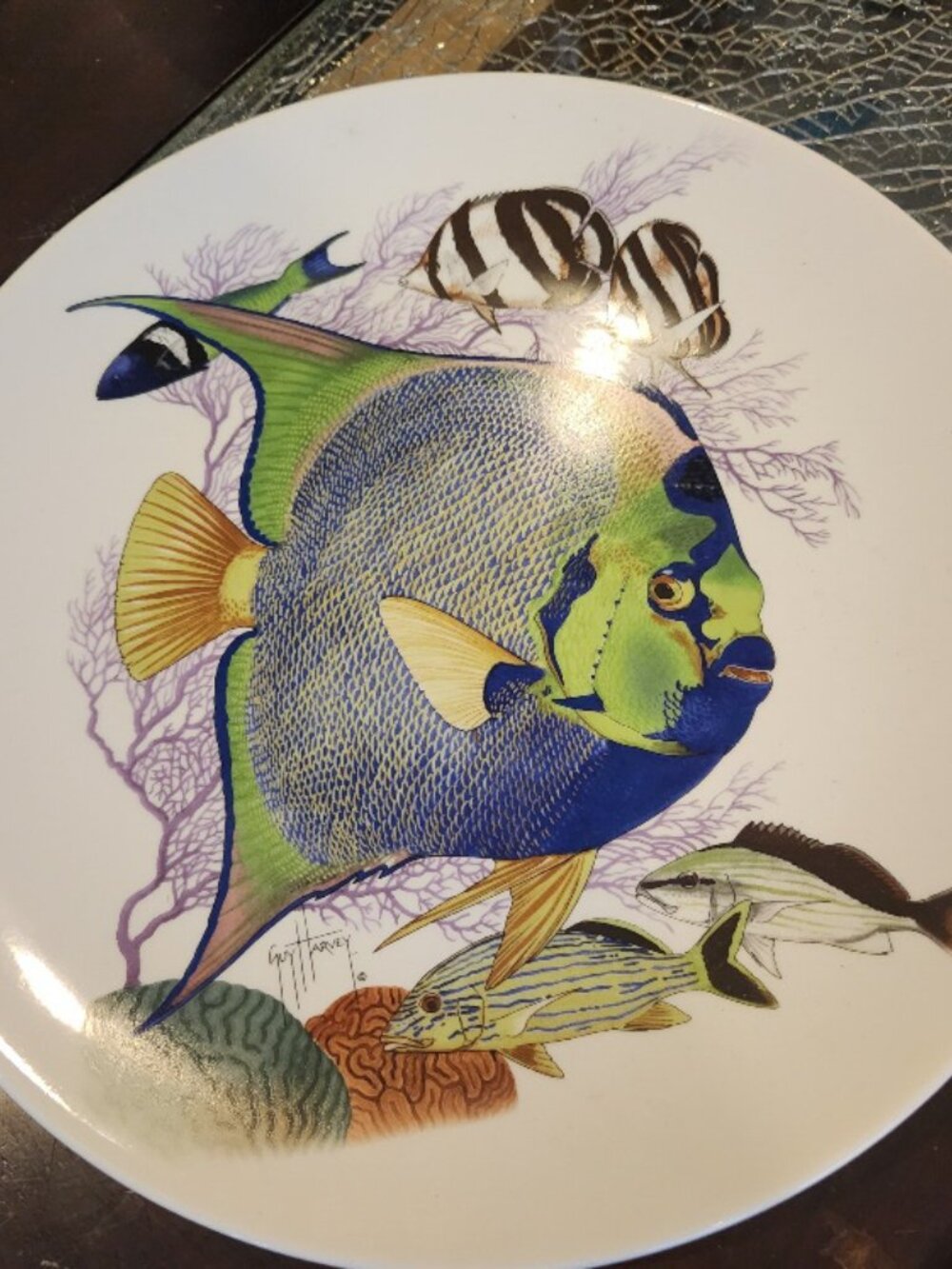 GUY HARVEY QUEEN ANGELFISH DECORATIVE PLATE   GREAT FATHERS DAY GIFT